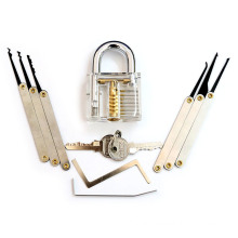 Transparent Practice Padlock with 8PC Lockpicking Tools (Combo 8-A)